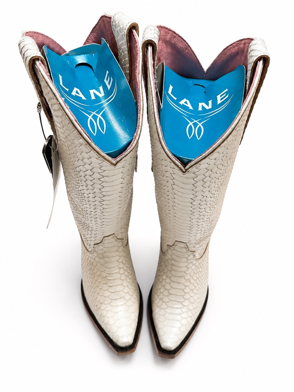 Lane Smokeshow Rattle White Boots Pink Lining Turquoise Sole Sz 8 ⭐ - Picture 5 of 11